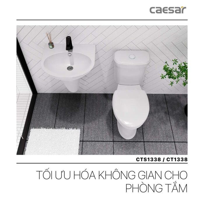 Bồn cầu 2 khối CAESAR CT1338 nắp thường M220 - Ảnh 7