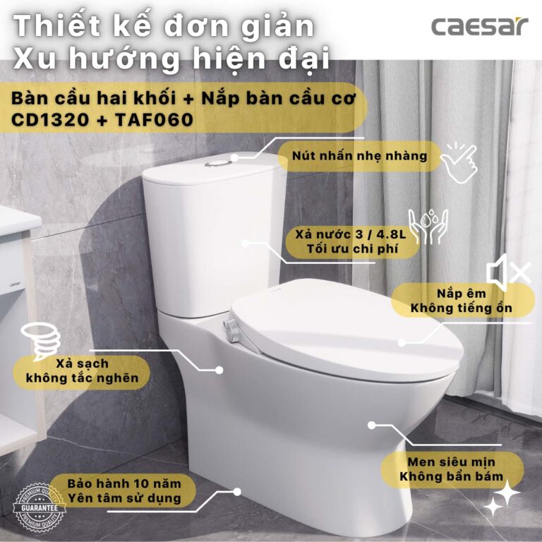 Bồn cầu thông minh CAESAR CD1320 TAF060 nắp rửa cơ