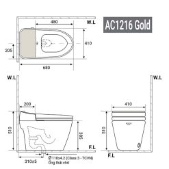 Bồn cầu thông minh D&K AC1216 Gold 2