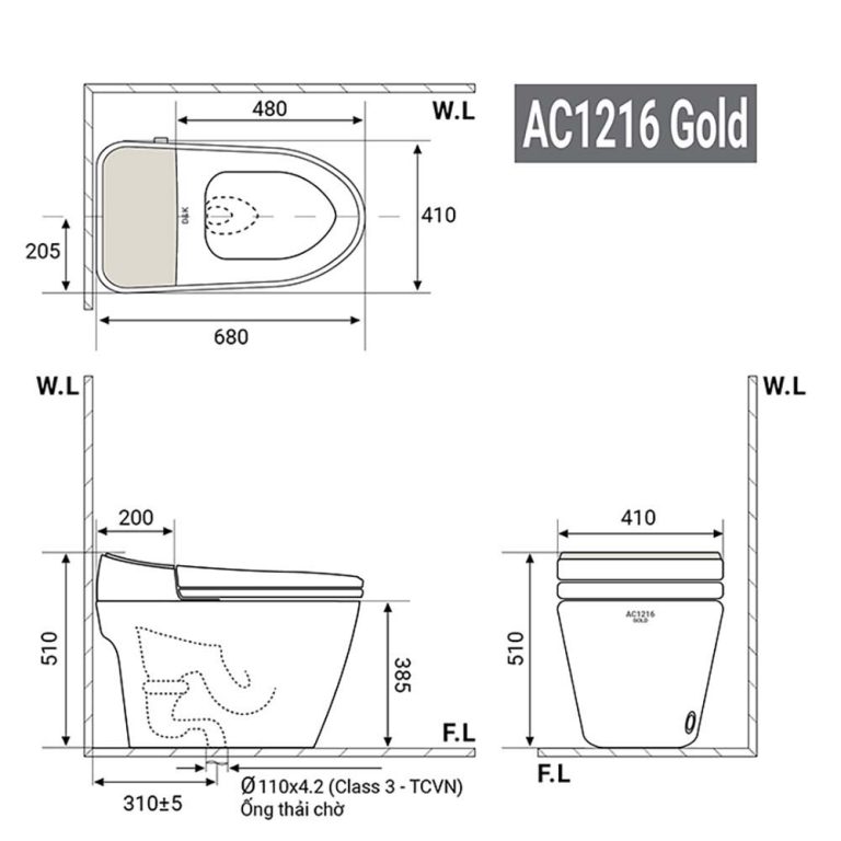 Bồn cầu thông minh D&K AC1216 Gold 2