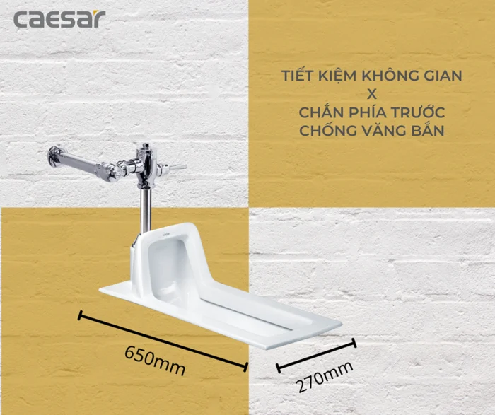 Bồn cầu xổm CAESAR C1250 BF523 bộ xả nhấn - Ảnh 5