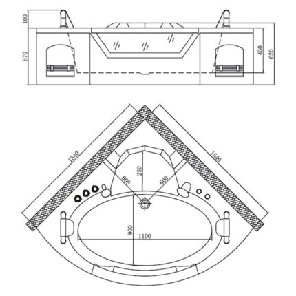 Bồn tắm D&K DK-Q312N 6 yếm masage