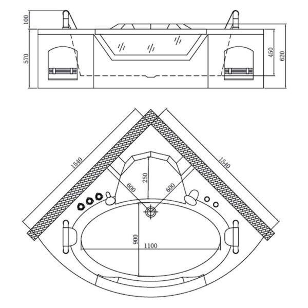 Bồn tắm D&K DK-Q312N 6 yếm masage