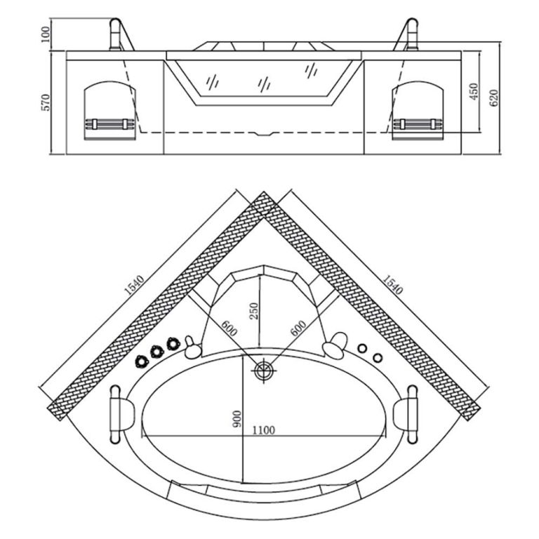 Bồn tắm D&K DK-Q312N 6 yếm masage