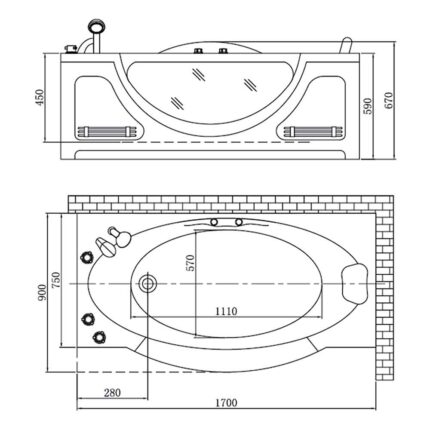 Bồn tắm D&K DK-Q313 2 yếm masage