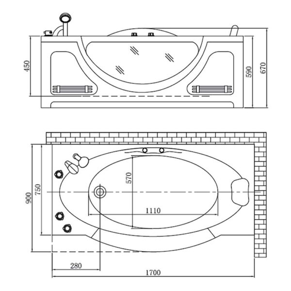 Bồn tắm D&K DK-Q313 2 yếm masage