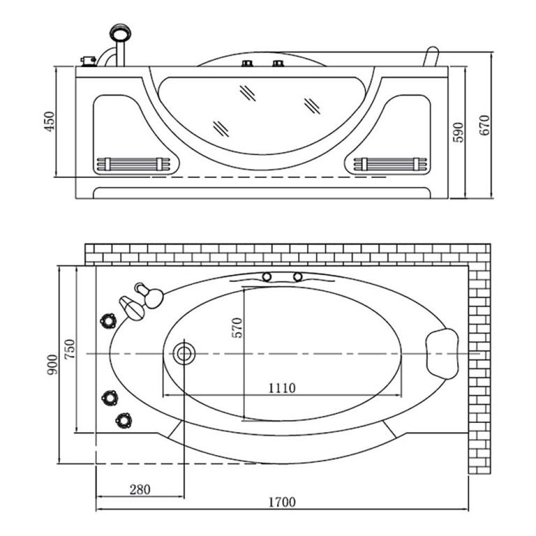 Bồn tắm D&K DK-Q313 2 yếm masage
