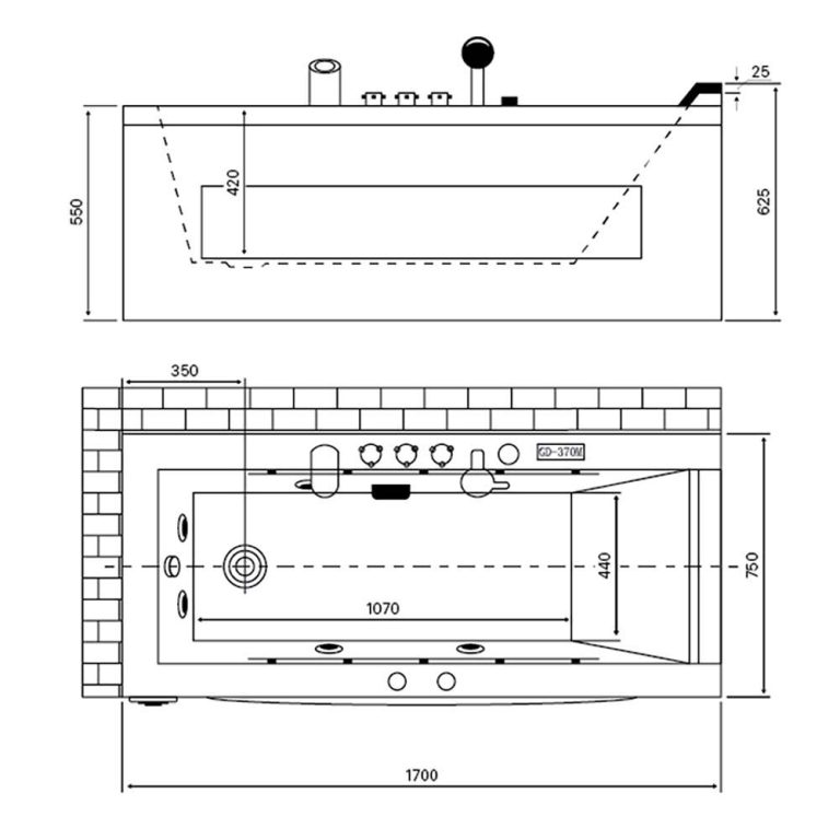 Bồn tắm D&K DK-Q351N 1 yếm masage