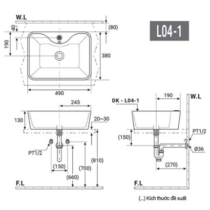 Chậu lavabo đặt bàn D&K DK-L04-1 4