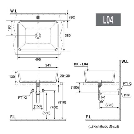 Chậu lavabo đặt bàn D&K DK-L03 1