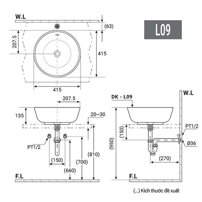 Chậu lavabo đặt bàn D&K DK-L09 - Ảnh 2