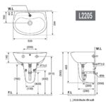 Chậu lavabo treo tường D&K DK-L2205 5