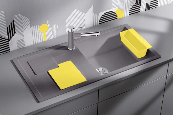 Chậu rửa bát đá BLANCO SITY XL 6 ALU METALLIC 1 hố 1 bàn (1)