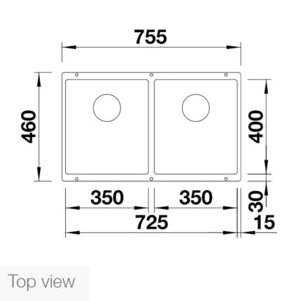 Chậu rửa bát đá BLANCO SUBLINE 350 350-U ALU METALLIC 2 hố (1)