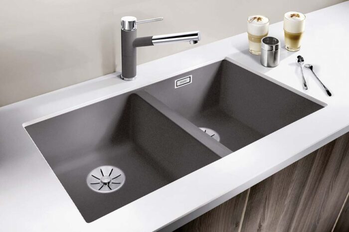 Chậu rửa bát đá BLANCO SUBLINE 350 350-U ROCK GREY 2 hố (1)