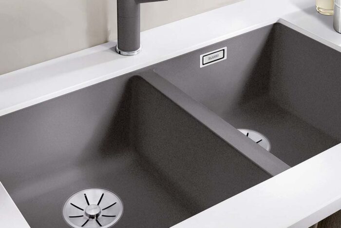 Chậu rửa bát đá BLANCO SUBLINE 350 350-U ROCK GREY 2 hố (1)