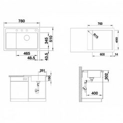 Chậu rửa bát đá BLANCO ZENAR XL 6S ALU METALLIC 1 hố 1 bàn (1)