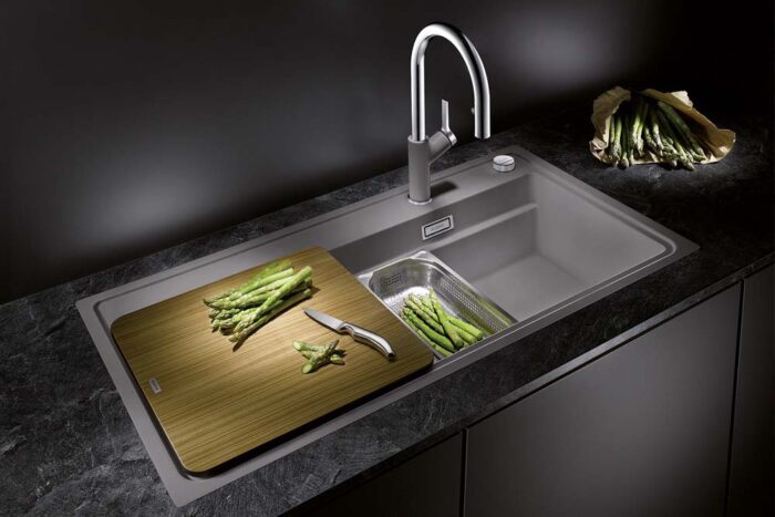 Chậu rửa bát đá BLANCO ZENAR XL 6S ALU METALLIC 1 hố 1 bàn (1)