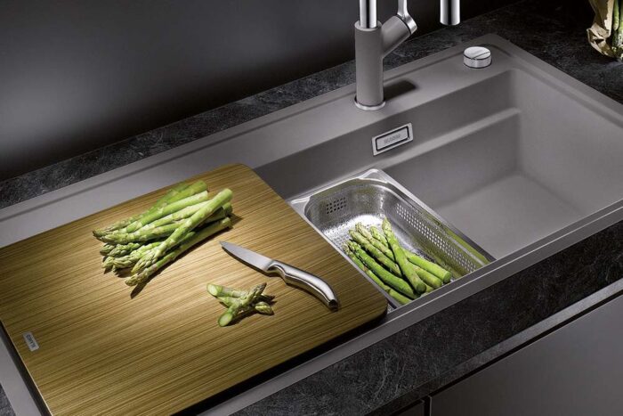 Chậu rửa bát đá BLANCO ZENAR XL 6S ALU METALLIC 1 hố 1 bàn (1)