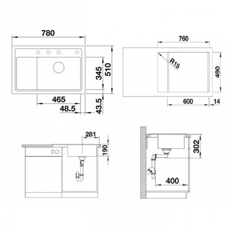 Chậu rửa bát đá BLANCO ZENAR XL 6S ANTHRACITE 1 hố 1 bàn (1)