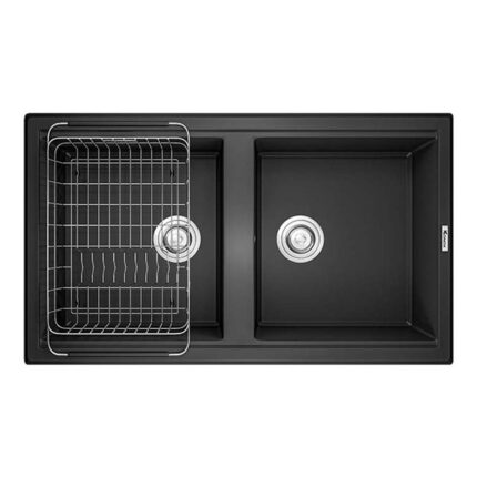 Chậu rửa bát đá KONOX PHOENIX SMART 860 BLACK 2 hố