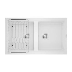 Chậu rửa bát đá KONOX PHOENIX SMART 860 WHITE SILVER 2 hố