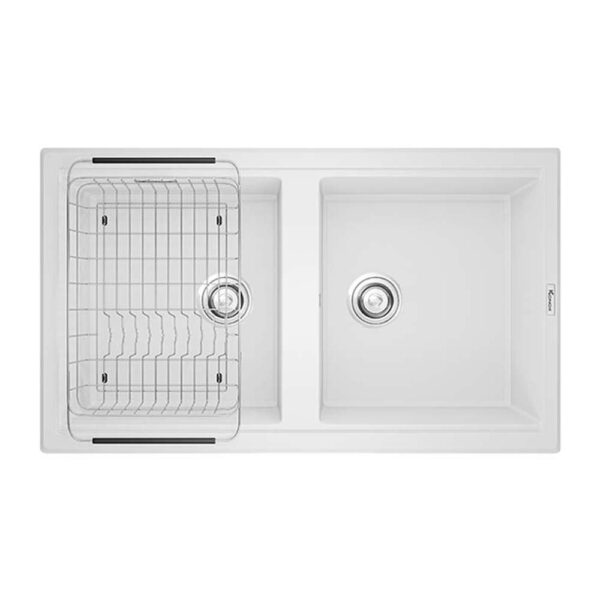 Chậu rửa bát đá KONOX PHOENIX SMART 860 WHITE SILVER 2 hố