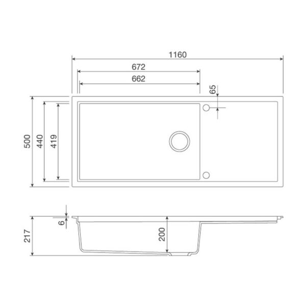 Chậu rửa bát đá MALLOCA SENSE K82 dương bàn 1 hố 1 bàn (1)