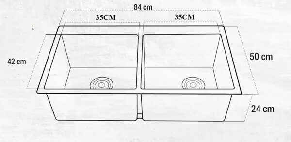 Chậu rửa bát đá ROSLERER RL-900 ALUMETLIC 2 hố (2)