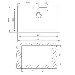 Chậu rửa bát đá TEKA FORSQUARE 72.40 TG GREY 1 hố