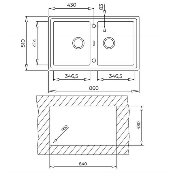 Chậu rửa bát đá TEKA STONE 90 B-TG 2B DARK GREY 2 hố (2)
