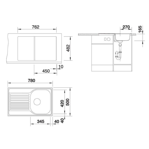 Chậu rửa bát inox BLANCO TIPO 45 S COMPACT 513442 dương bàn 1 hố 1 bàn (1)
