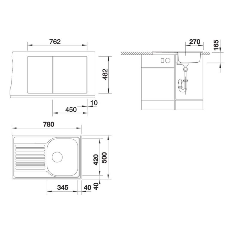 Chậu rửa bát inox BLANCO TIPO 45 S COMPACT 513442 dương bàn 1 hố 1 bàn (1)