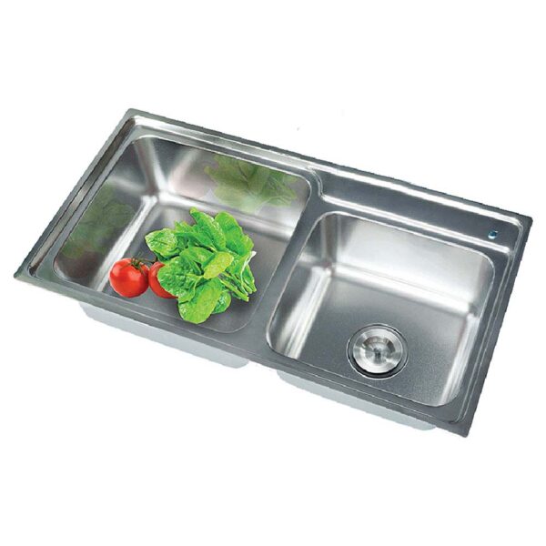 Chậu rửa bát inox FANDI FD-8143L dương bàn 2 hố