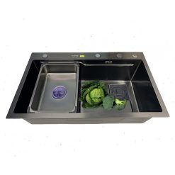 Chậu rửa bát inox FANDI FD-HM7846 nano đen dương bàn 1 hố