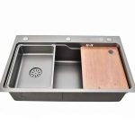 Chậu rửa bát inox FANDI FD-HM7846 NANO XÁM dương bàn 1 hố