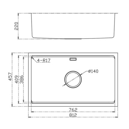 Chậu rửa bát inox KONOX KN8146SU DEKOR BASIC âm bàn 1 hố