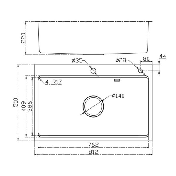Chậu rửa bát inox KONOX KN8151TS DEKOR BASIC dương bàn 1 hố (1)