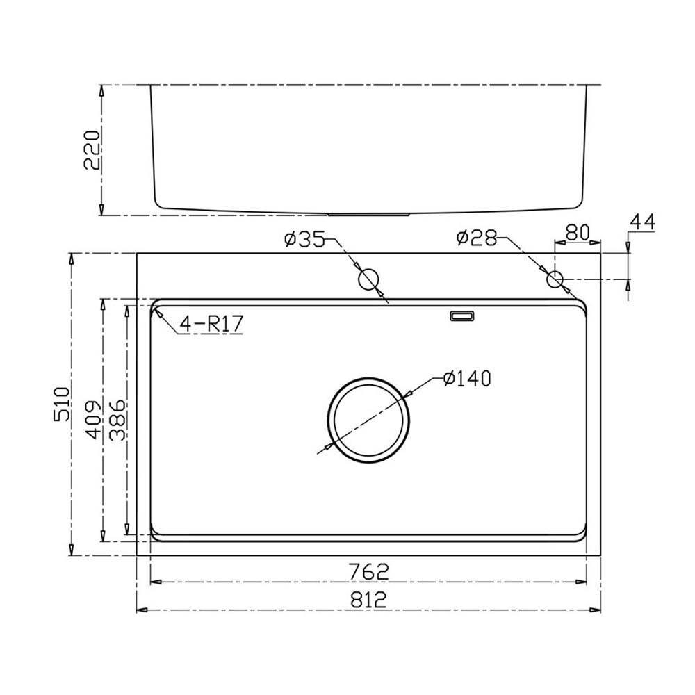 Chậu rửa bát inox KONOX KN8151TS DEKOR BASIC dương bàn 1 hố (1)