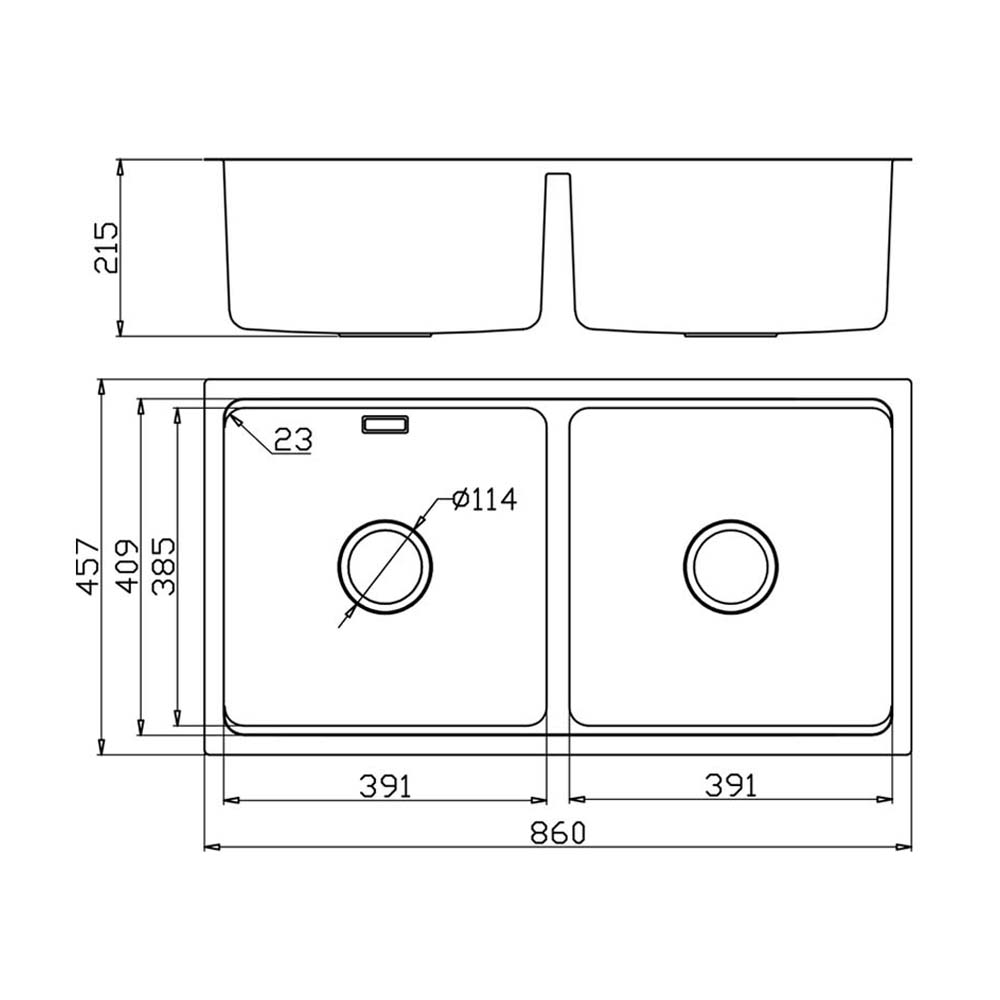 Chậu rửa bát inox KONOX KN8646DU DEKOR BASIC âm bàn 2 hố (1)