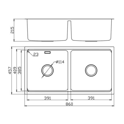 Chậu rửa bát inox KONOX KN8646DU DEKOR âm bàn 2 hố (1)