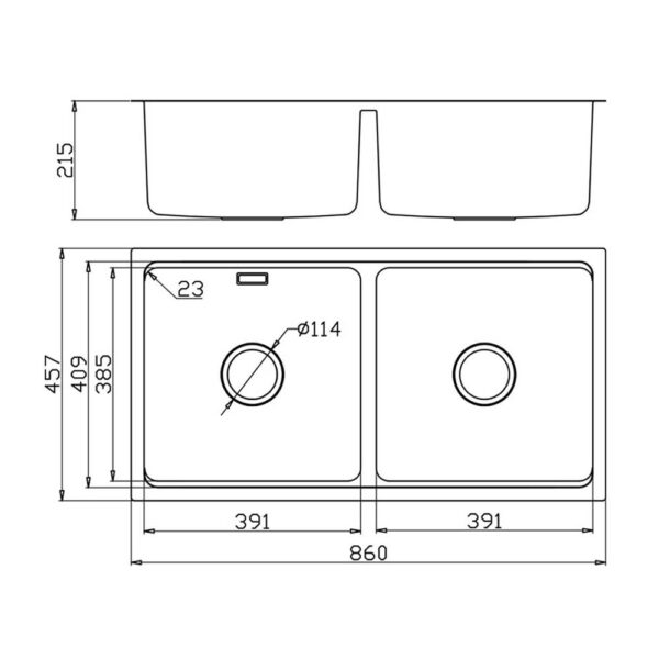 Chậu rửa bát inox KONOX KN8646DU DEKOR âm bàn 2 hố (1)