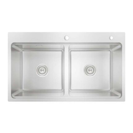 Chậu rửa bát inox KONOX KN8651TD DEKOR BASIC dương bàn 2 hố