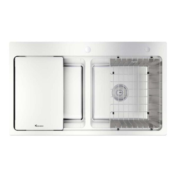 Chậu rửa bát inox KONOX KN8651TD DEKOR dương bàn 2 hố