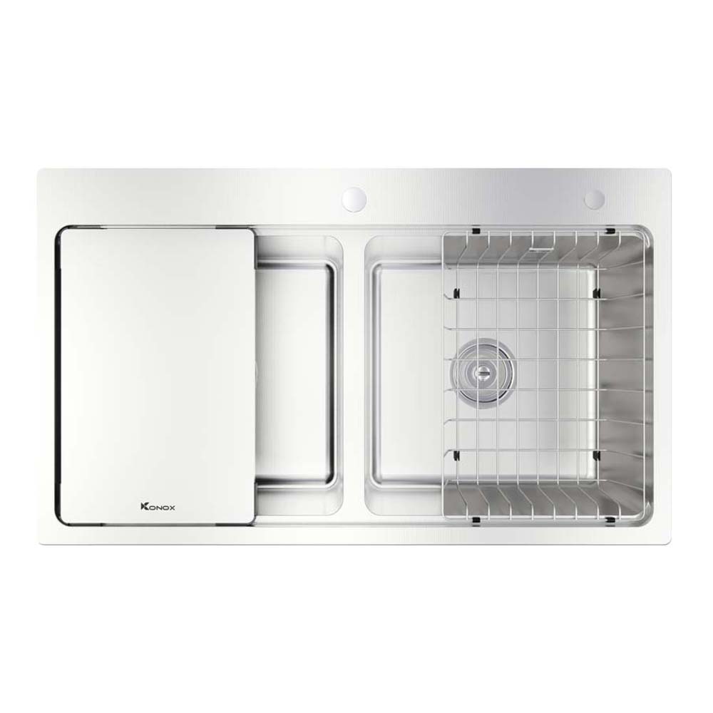Chậu rửa bát inox KONOX KN8651TD DEKOR dương bàn 2 hố