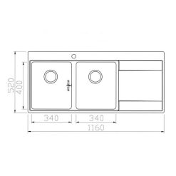 Chậu rửa bát inox KONOX UNICO 11652 dương bàn 2 hố 1 bàn (1)