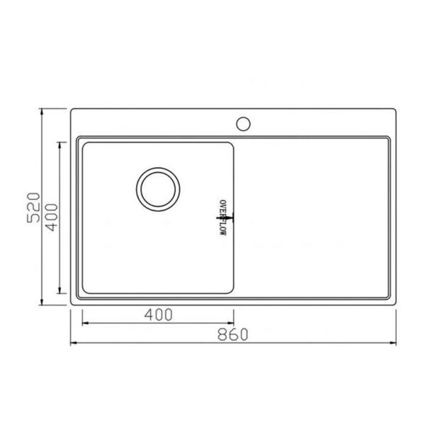 Chậu rửa bát inox KONOX UNICO 8652 dương bàn 1 hố 1 bàn (1)