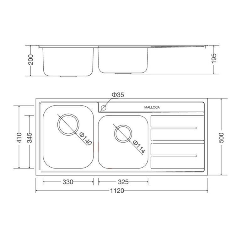 Chậu rửa bát inox MALLOCA MS 1027R NEW dương bàn 2 hố 1 bàn (1)