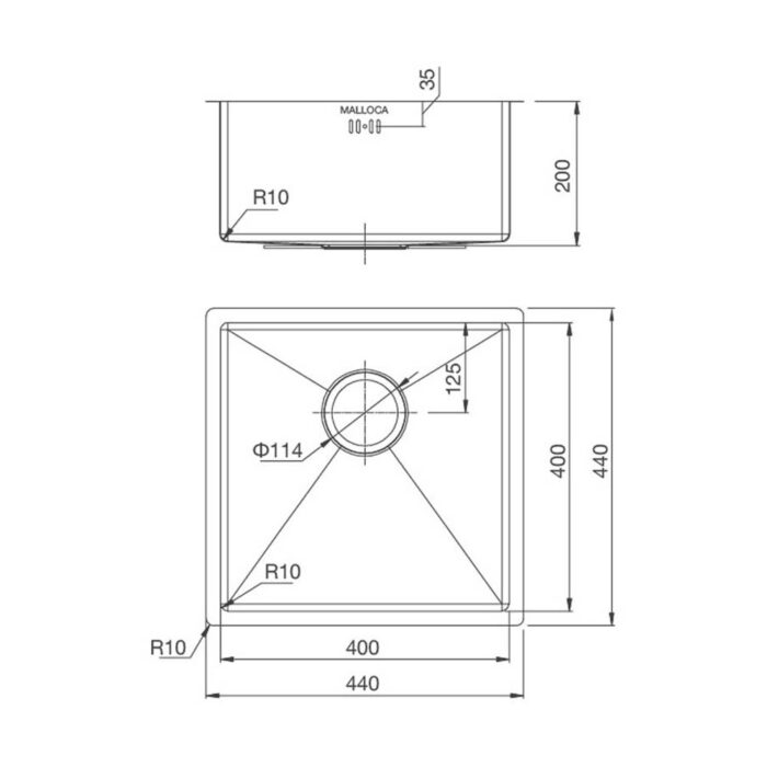 Chậu rửa bát inox MALLOCA MS 1044P âm bàn 1 hố - Ảnh 2