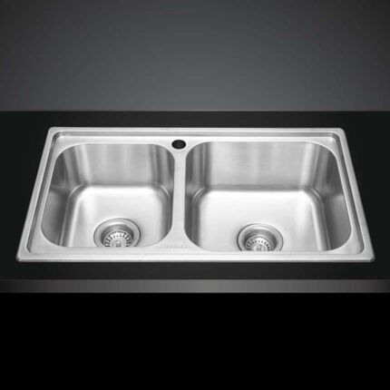 Chậu rửa bát inox MALLOCA MS 2076EP dương bàn 2 hố